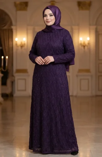Plus Size Avondjurk Met Pailletten En Hijab Model 6262-03 Bordeauxrood 6262-03