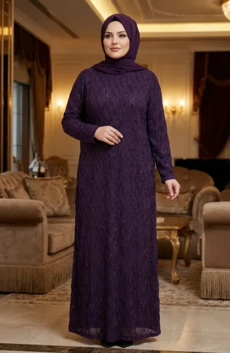 Plus Size Avondjurk Met Pailletten En Hijab Model 6262-03 Bordeauxrood 6262-03