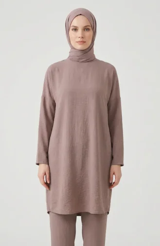Rahat Kesim Mevsimlik Tunik Iç Göstermez Büyük Beden Tunik Anne Tunik 8766-06 Sütlü kahve