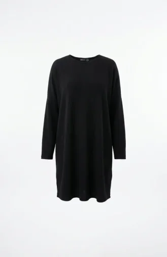 تونيك موسمي بقصة مريحة، غير شفاف، تونيك بمقاسات كبيرة، تونيك للأمهات 8766-A01 أسود 8766-A01