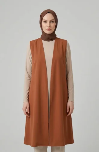 Plus Size Seizoensgebonden Basic Vest Moedervest 8747B-01 Tan 8747B-01