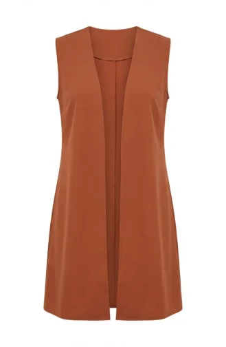 Plus Size Seizoensgebonden Basic Vest Moedervest 8747B-01 Tan 8747B-01