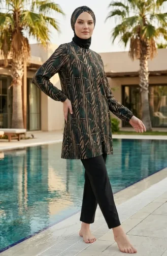 Modest Swimsuit Deep Ocean Pattern 3-Piece Set 1903-11 Petrol 1903-11