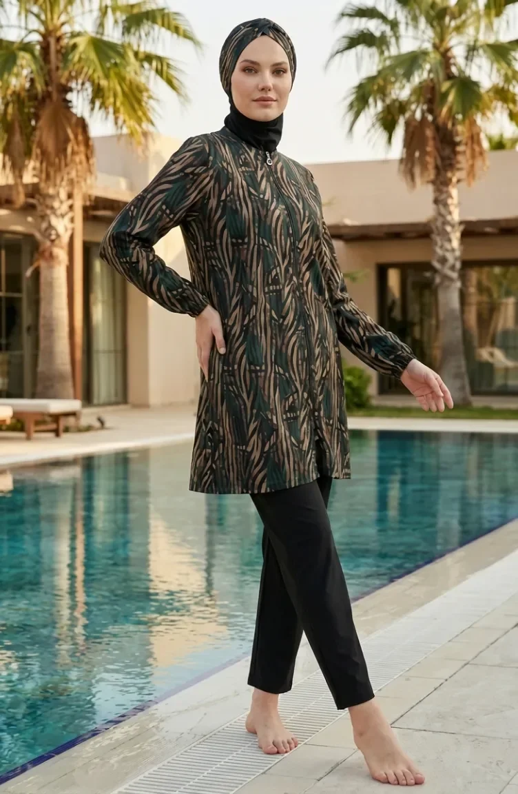 Modest Swimsuit Deep Ocean Pattern 3-Piece Set 1903-11 Petrol 1903-11