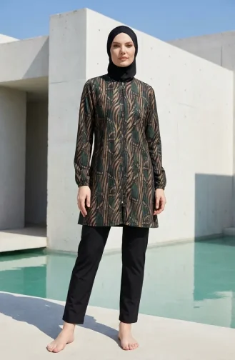 Modest Swimsuit Deep Ocean Pattern 3-Piece Set 1903-11 Petrol 1903-11