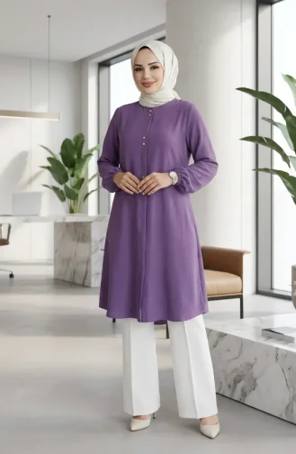 Button Detailed Aerobin Tunic 0175-11 Lilac 0175-11
