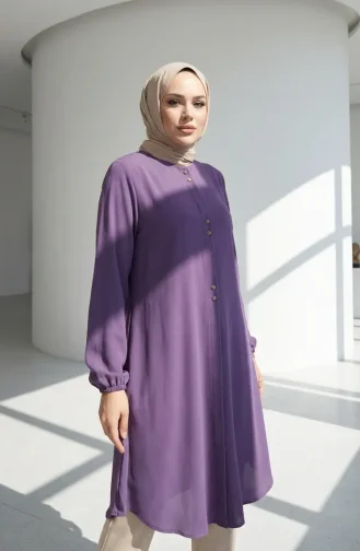 Button Detailed Aerobin Tunic 0175-11 Lilac 0175-11