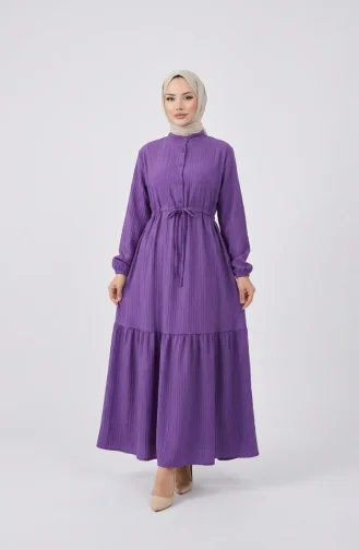 Kleid Mit Halber Knopfleiste Und Kordelzug In Der Taille 0183-06 Flieder 0183-06