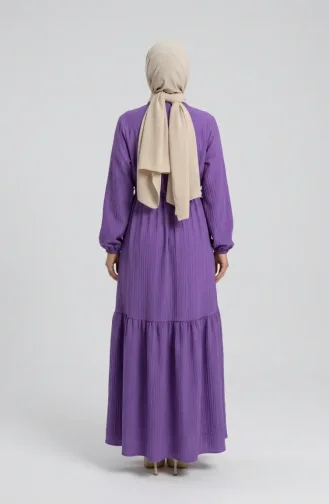 Kleid Mit Halber Knopfleiste Und Kordelzug In Der Taille 0183-06 Flieder 0183-06