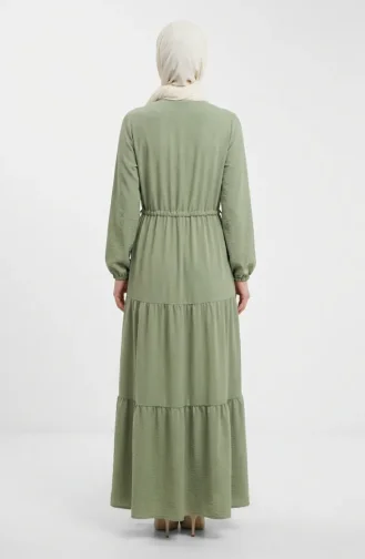 Halbgeknöpftes Kleid Mit Gürtel In Der Taille 0183-07 Hellgrün 0183-07