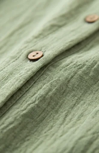 Halbgeknöpftes Kleid Mit Gürtel In Der Taille 0183-07 Hellgrün 0183-07