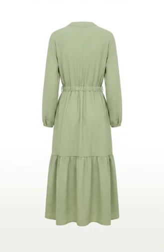 Halbgeknöpftes Kleid Mit Gürtel In Der Taille 0183-07 Hellgrün 0183-07