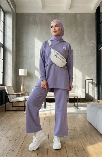 Kapüşonlu Eşofman Takım 71168-02 Lila