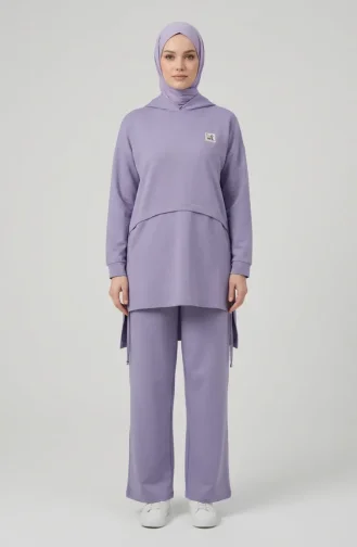 Kapüşonlu Eşofman Takım 71168-02 Lila