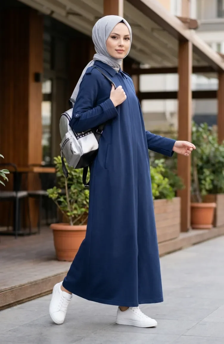 عباية رياضية بسحاب مزدوج الخيوط 71170-03 لون نيلي 71170-03