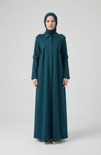 Two-Thread Zippered Sporty Abaya 71170-04 Petrol 71170-04