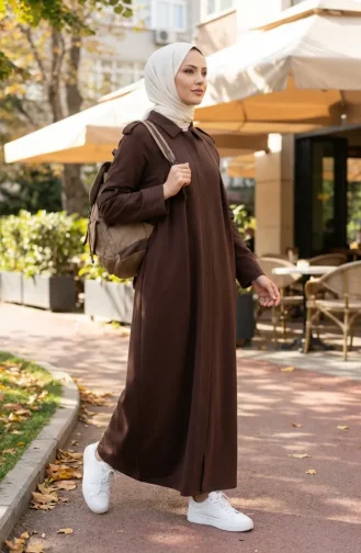 عباية رياضية بسحاب مزدوج الخيوط 71170-06 بني 71170-06