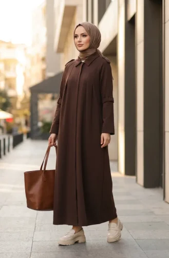 عباية رياضية بسحاب مزدوج الخيوط 71170-06 بني 71170-06