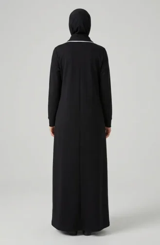 عباية سوداء بأزرار مزدوجة الخيوط 71176-01 71176-01