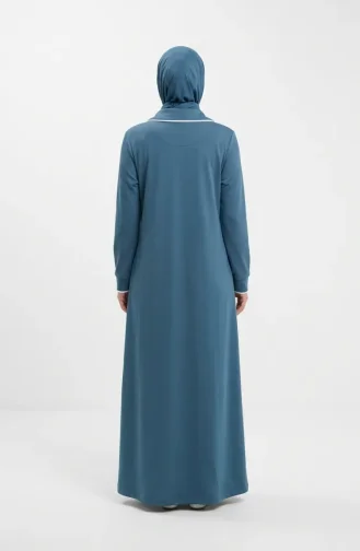 Two-Thread Buttoned Abaya 71176-02 Petrol 71176-02