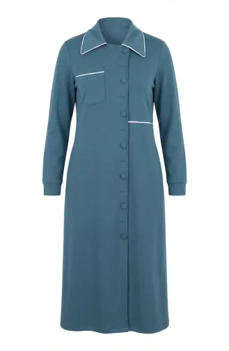 Two-Thread Buttoned Abaya 71176-02 Petrol 71176-02