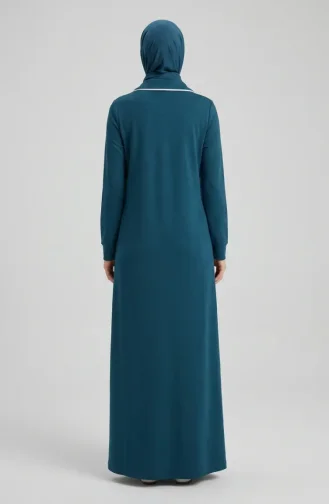 عباية بأزرار مزدوجة الخيوط 71176-03 لون بترولي داكن 71176-03
