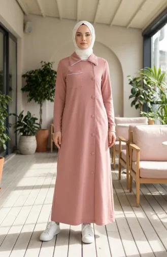 عباية بأزرار مزدوجة الخيوط 71176-04 لون وردي فاتح 71176-04
