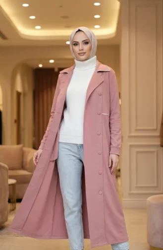 عباية بأزرار مزدوجة الخيوط 71176-04 لون وردي فاتح 71176-04
