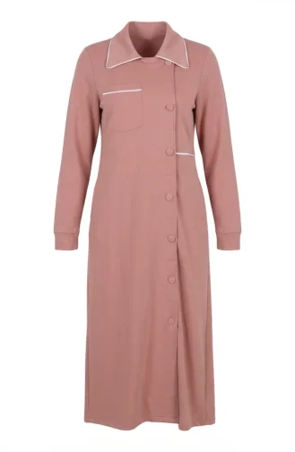 عباية بأزرار مزدوجة الخيوط 71176-04 لون وردي فاتح 71176-04