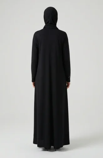 Zippered Embellished Abaya 71179-01 Navy Blue 71179-01