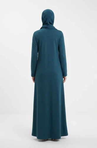 Zippered Embellished Abaya 71179-02 Petrol 71179-02