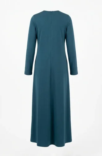 Zippered Embellished Abaya 71179-02 Petrol 71179-02