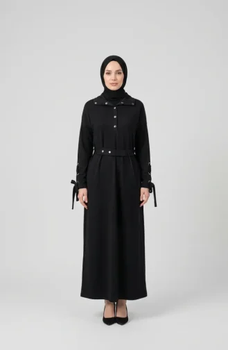Sportkleid Mit Druckknopfleiste Und Gürtel 71183-06 Schwarz 71183-06