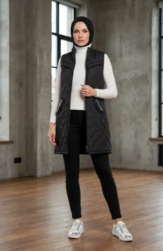 Kapitone Yelek 4949-07 Siyah