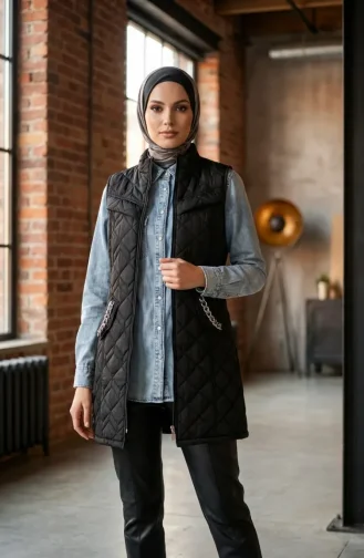 Kapitone Yelek 4949-07 Siyah
