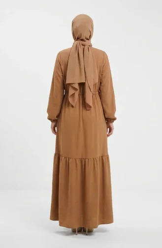 Robe Demi-boutonnée à Taille élastiquée Avec Cordon De Serrage 0183-05 Camel 0183-05