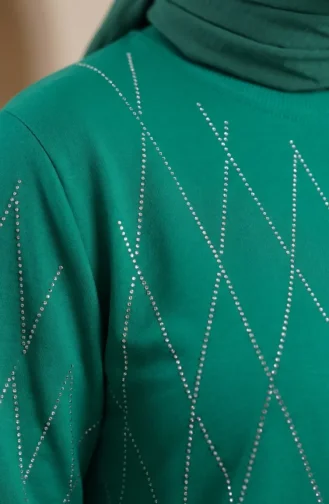 طقم رياضي مزين بخيطين 71185-02 أخضر 71185-02