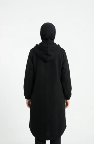معطف شتوي أسود بأزرار أمامية وأكمام مطاطية 0243-03 0243-03
