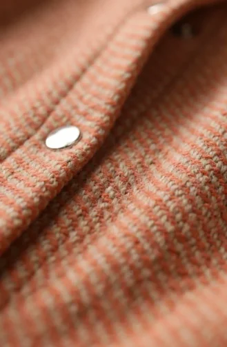 Front Buttoned Winter Coat With Elasticated Cuffs 0243-04 Orange 0243-04