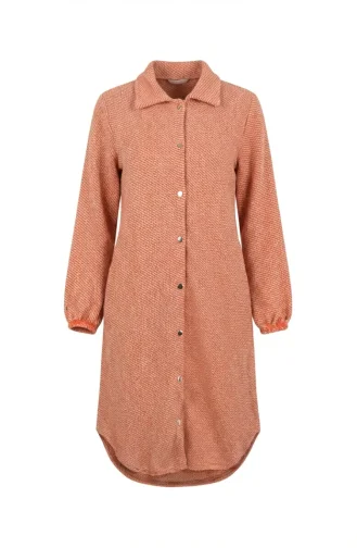 Front Buttoned Winter Coat With Elasticated Cuffs 0243-04 Orange 0243-04