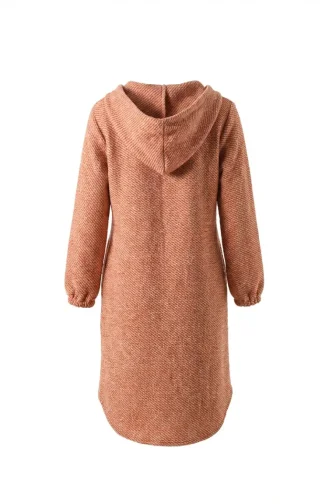 Front Buttoned Winter Coat With Elasticated Cuffs 0243-04 Orange 0243-04