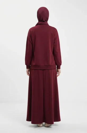 Oysho Fabric Tunic And Skirt Two-Piece Set 0242-02 Burgundy 0242-02