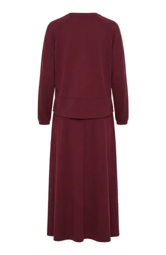 Oysho Fabric Tunic And Skirt Two-Piece Set 0242-02 Burgundy 0242-02