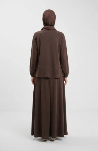 Oysho Fabric Tunic And Skirt Two-Piece Set 0242-04 Brown 0242-04