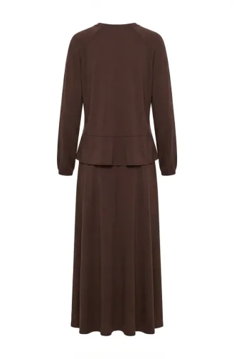 Oysho Fabric Tunic And Skirt Two-Piece Set 0242-04 Brown 0242-04