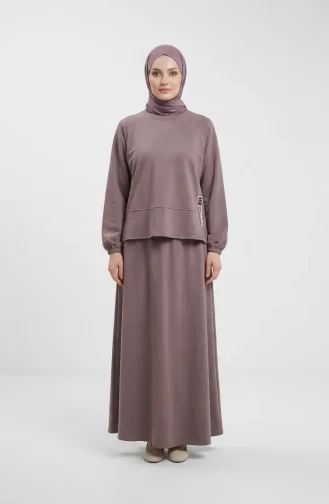 Oysho Fabric Tunic And Skirt Two-Piece Set 0242-05 Mink 0242-05