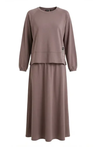 Oysho Fabric Tunic And Skirt Two-Piece Set 0242-05 Mink 0242-05