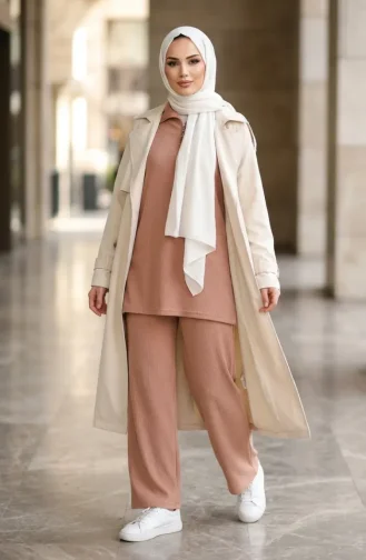 Two-Thread Zippered Two-Piece Set 71221-01 Beige 71221-01