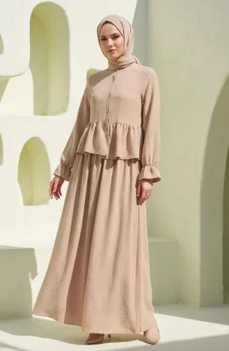 Aerobin Stoff-Hijab-Set Mit Rüschen Zweiteilig 4145-03 Beige 4145-03