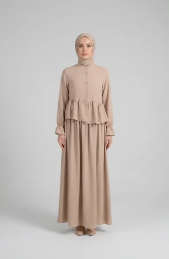Aerobin Stoff-Hijab-Set Mit Rüschen Zweiteilig 4145-03 Beige 4145-03